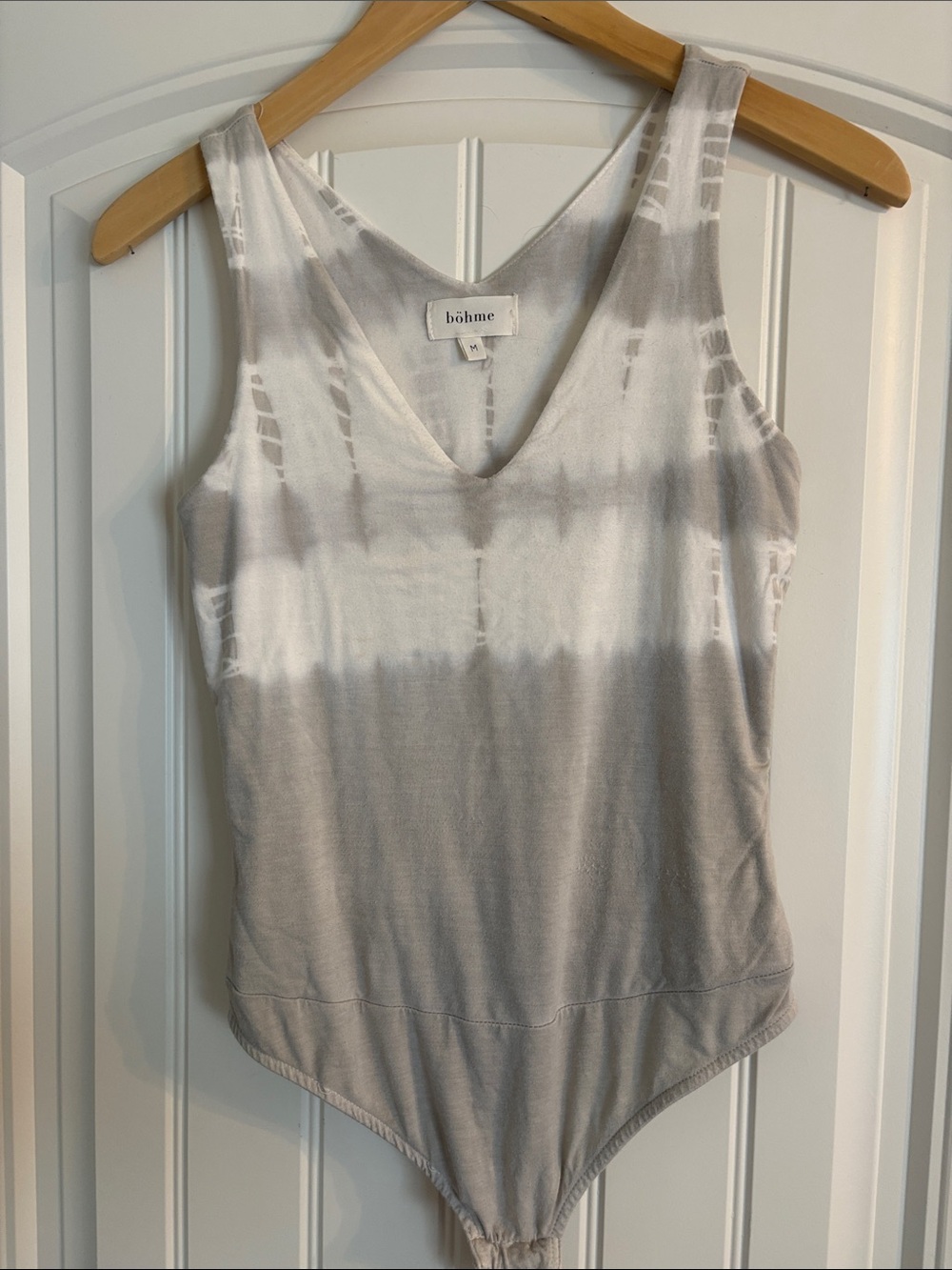 bohme Gray Tie-Dye V-Neck Bodysuit